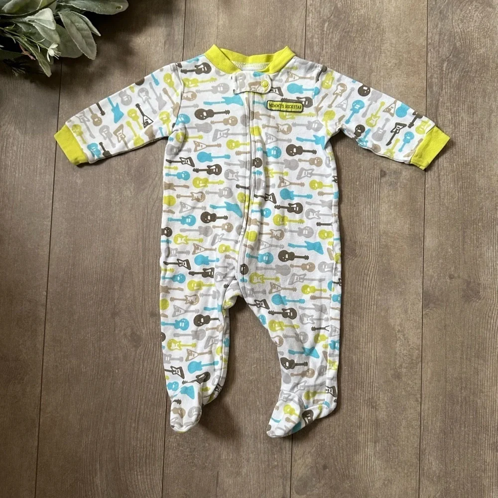 Y2K Carter’s Guitar One-Piece Mommy's Rockstar Baby Boy's Footies Size 3 Months